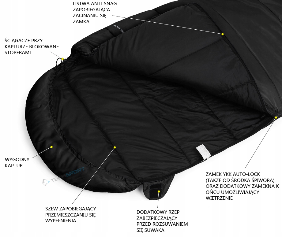 MARKOWY CIEPŁY ŚPIWÓR 2w1 ALPINUS CLASSIC WARM 1500 do -15st Rodzaj syntetyczne