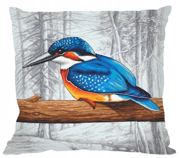 Křížková výšivka vyšívací sada Polštář -Zimorodek před odletem