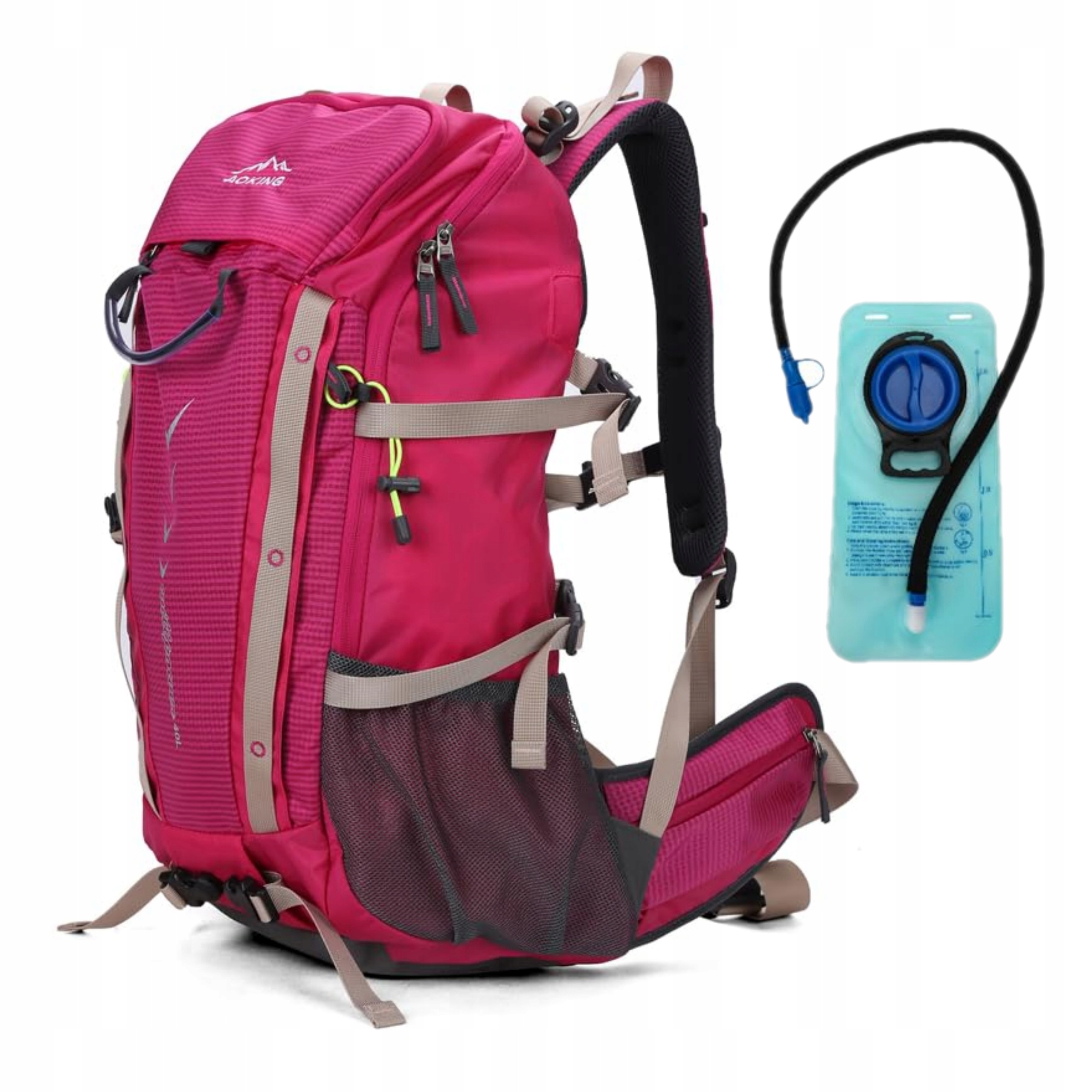 Plecak Turystyczny 35L z buklakiem fuchsia Idealny na wypad w góry