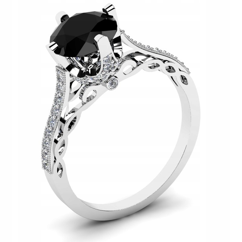 

Pierścionek Białe Złoto Z Czarną Cyrkonią