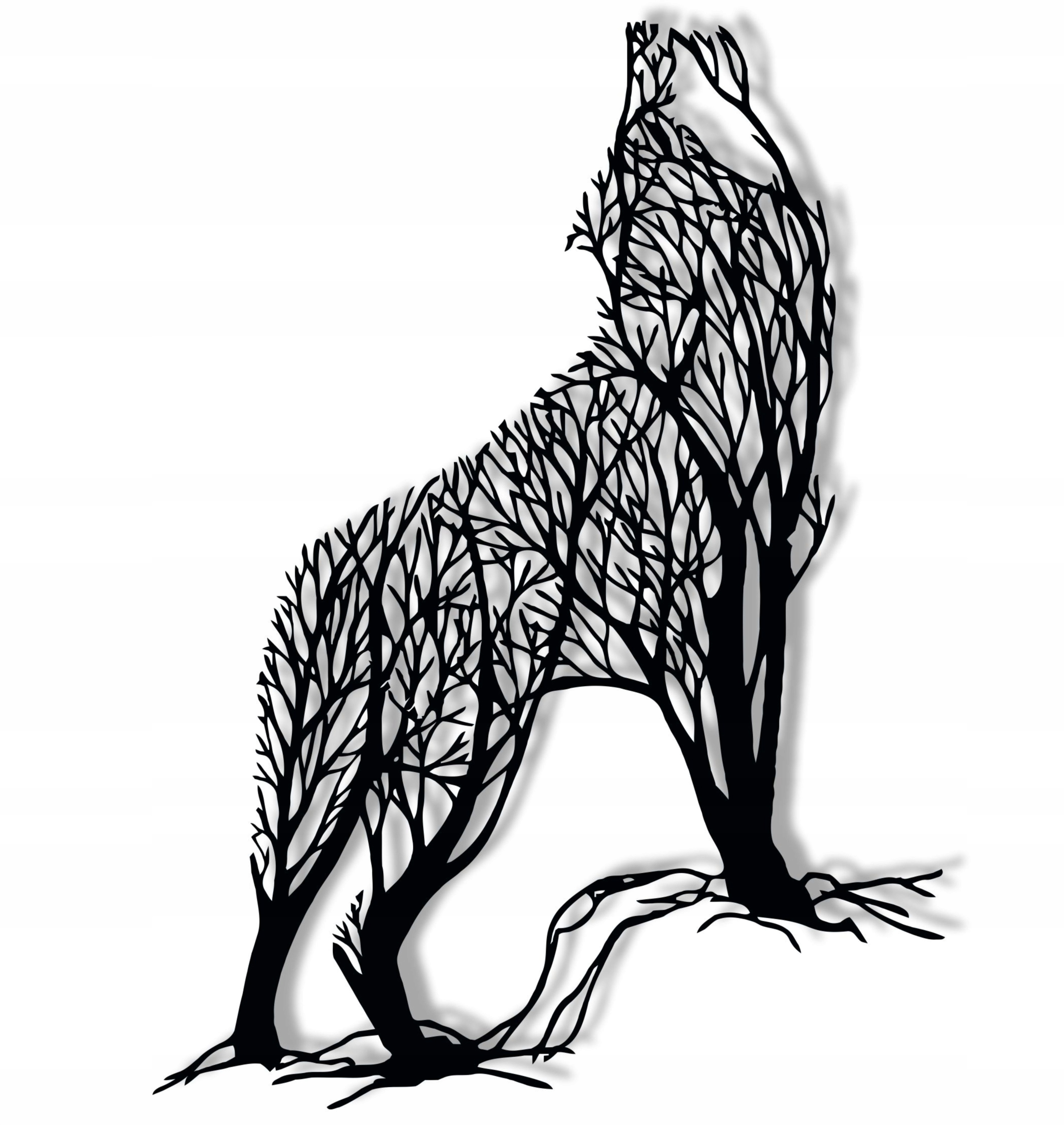 Vlk Na Stenu nástenná dekorácia 70 cm, obraz Ažurový, drevený, pevný panel