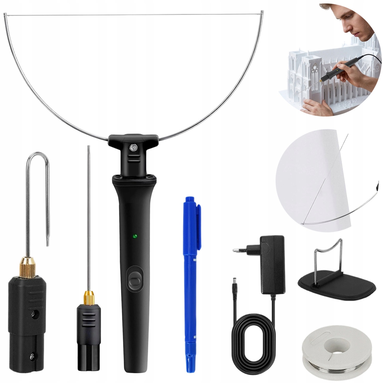 Vyřezávač Polystyrénu Nůž 3V1 Sada Napájecího Adaptéru Kufr Drát