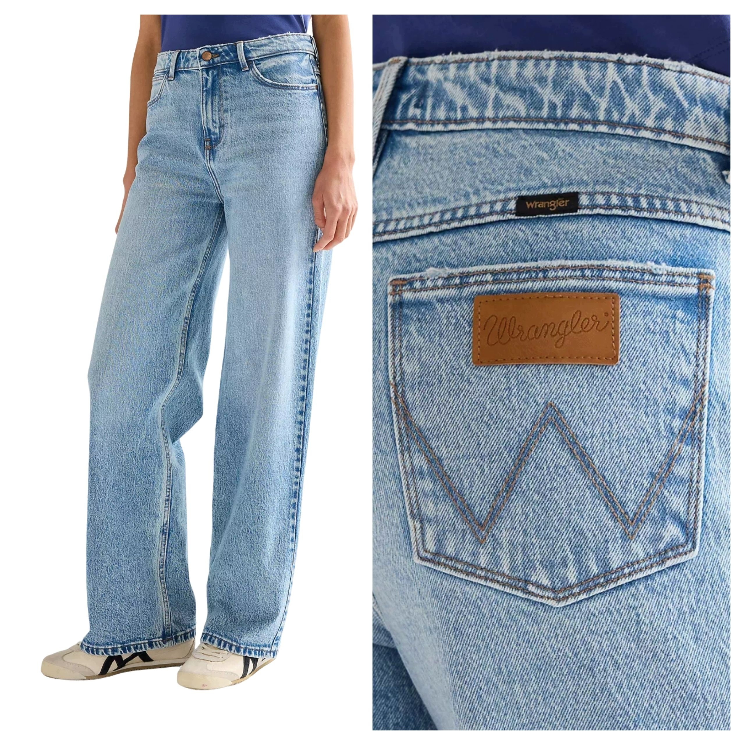 Dámské kalhoty Wrangler Loose Straight Modré široké džíny W30 L30