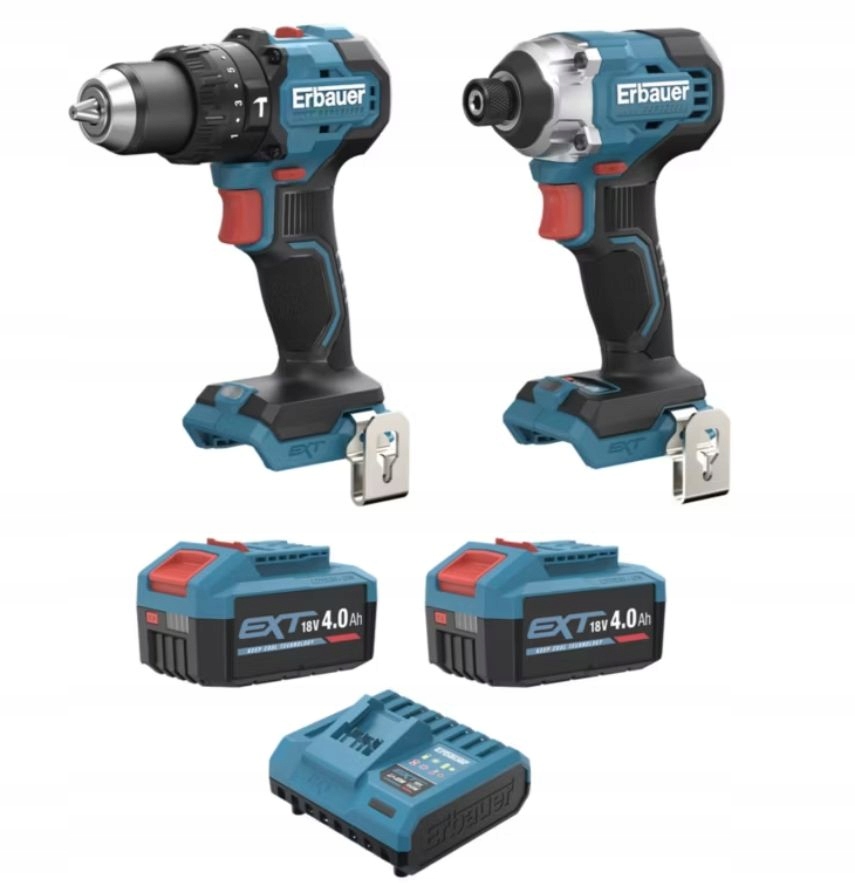 Zestaw Wiertarko-wkrętarka Zakrętarka Udarowa Erbauer G2 18 V 2 X 4,0 Ah
