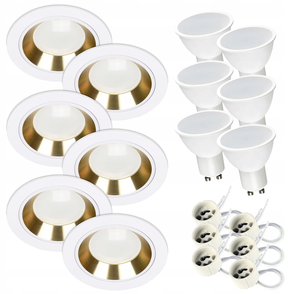 

Oprawa sufitowa halogen biało złota +GU10 7W 4000K