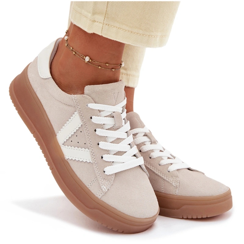 Dámské Tenisky Na Platformě Přírodní Semiš Vinceza 79597 Béžové 38
