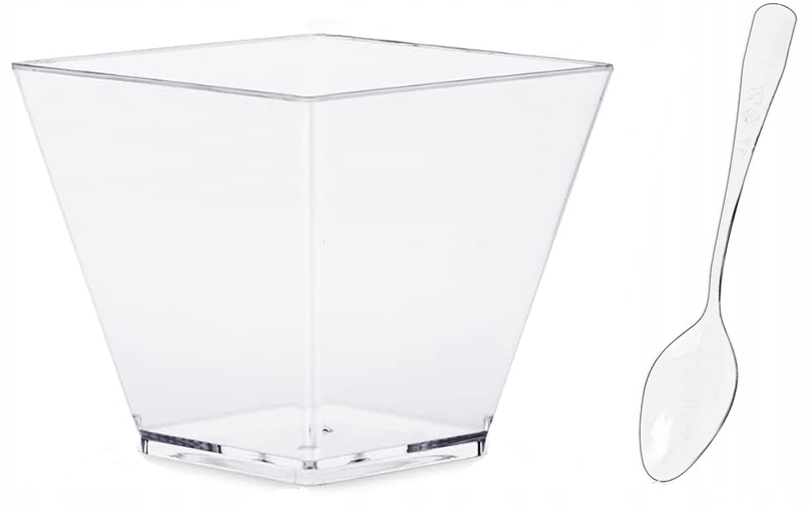 60ML25SZT+ŁYŻECZKI 50SZT POJEMNIKI KWADRATOWE NA DESERY PUCHARKI NA DESERKI Linia Moulipack