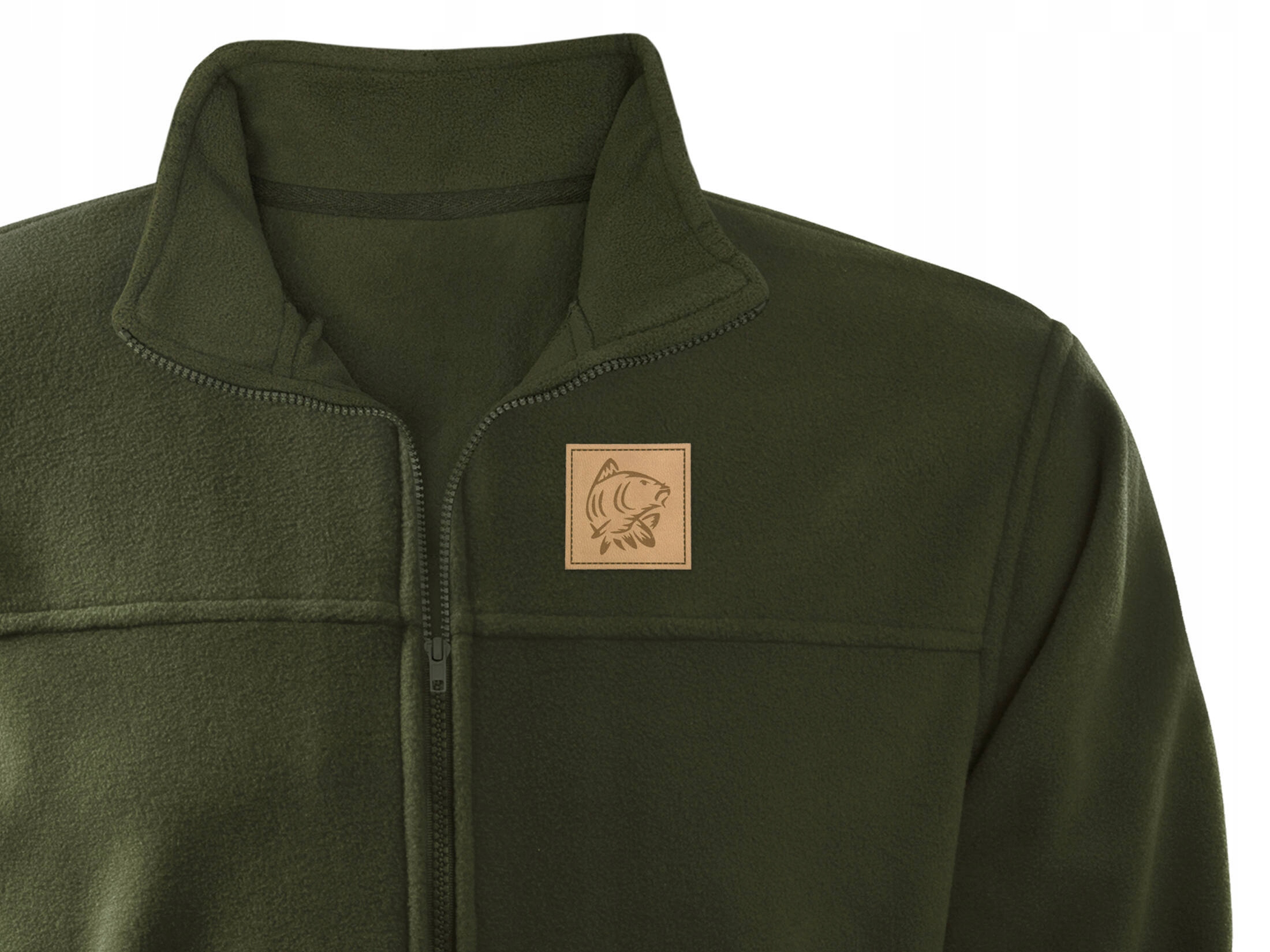 Ciepły polar wędkarski khaki dla Wędkarza naszywka Karp roz. XL