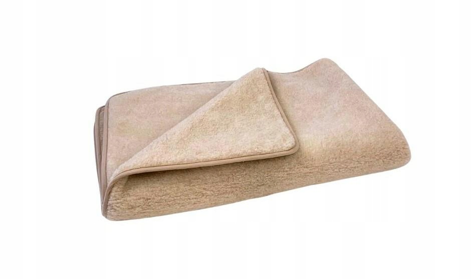 Vlněná deka z merino 220x200 Béžová přírodní v odstínu béžové