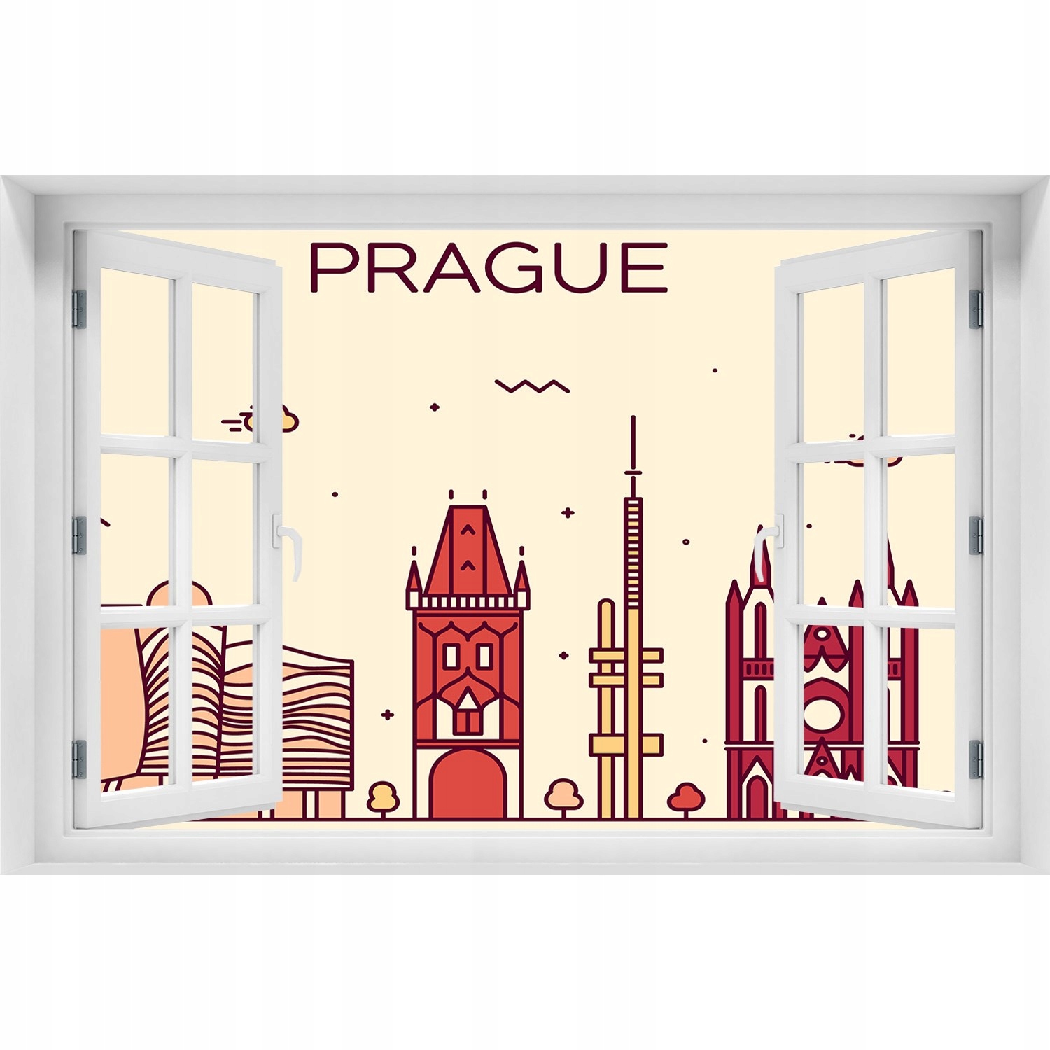

Samoprzylepna Naklejka Okno Praga budynki 120x80