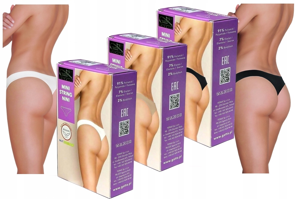 

_ 3 Pak Zestaw Gatta Bezszwowe - Stringi Nini r.L