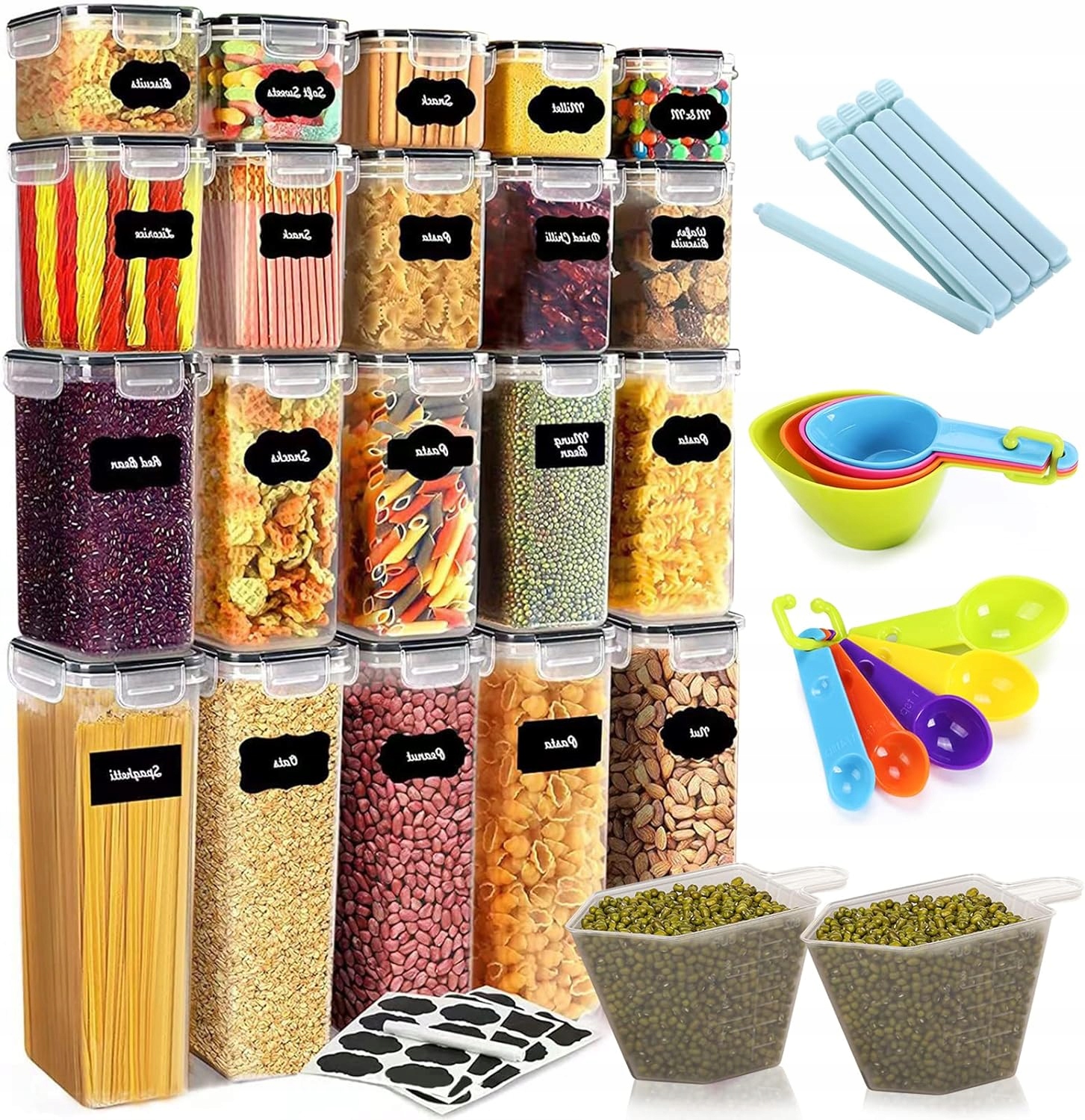 20X POJEMNIKI DO PRZECHOWYWANIA ŻYWNOŚCI, ORGANIZERY DO KUCHNI HERMETYCZNE