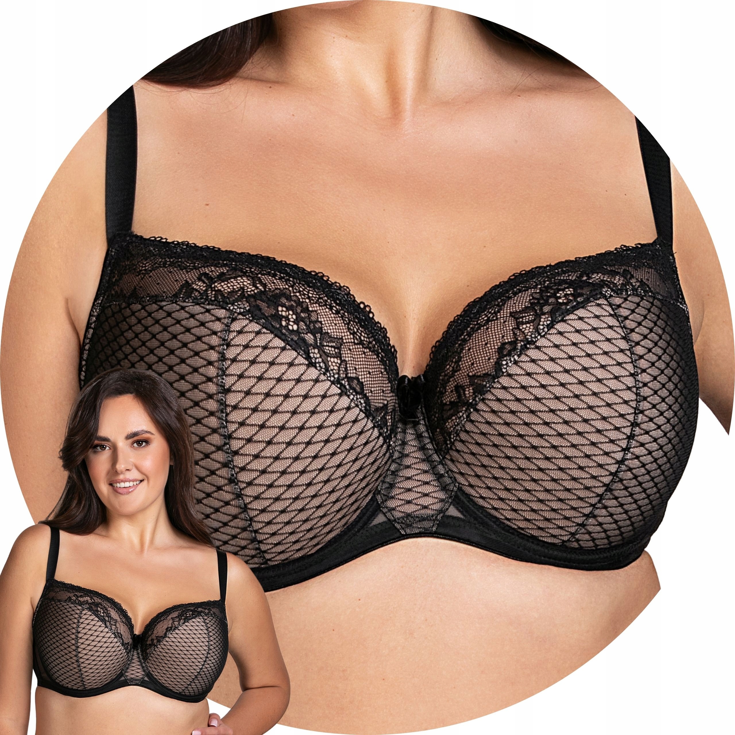 Vivisence 1078 czarny koronka Biustonosz półusztywniany 85H Semi Soft