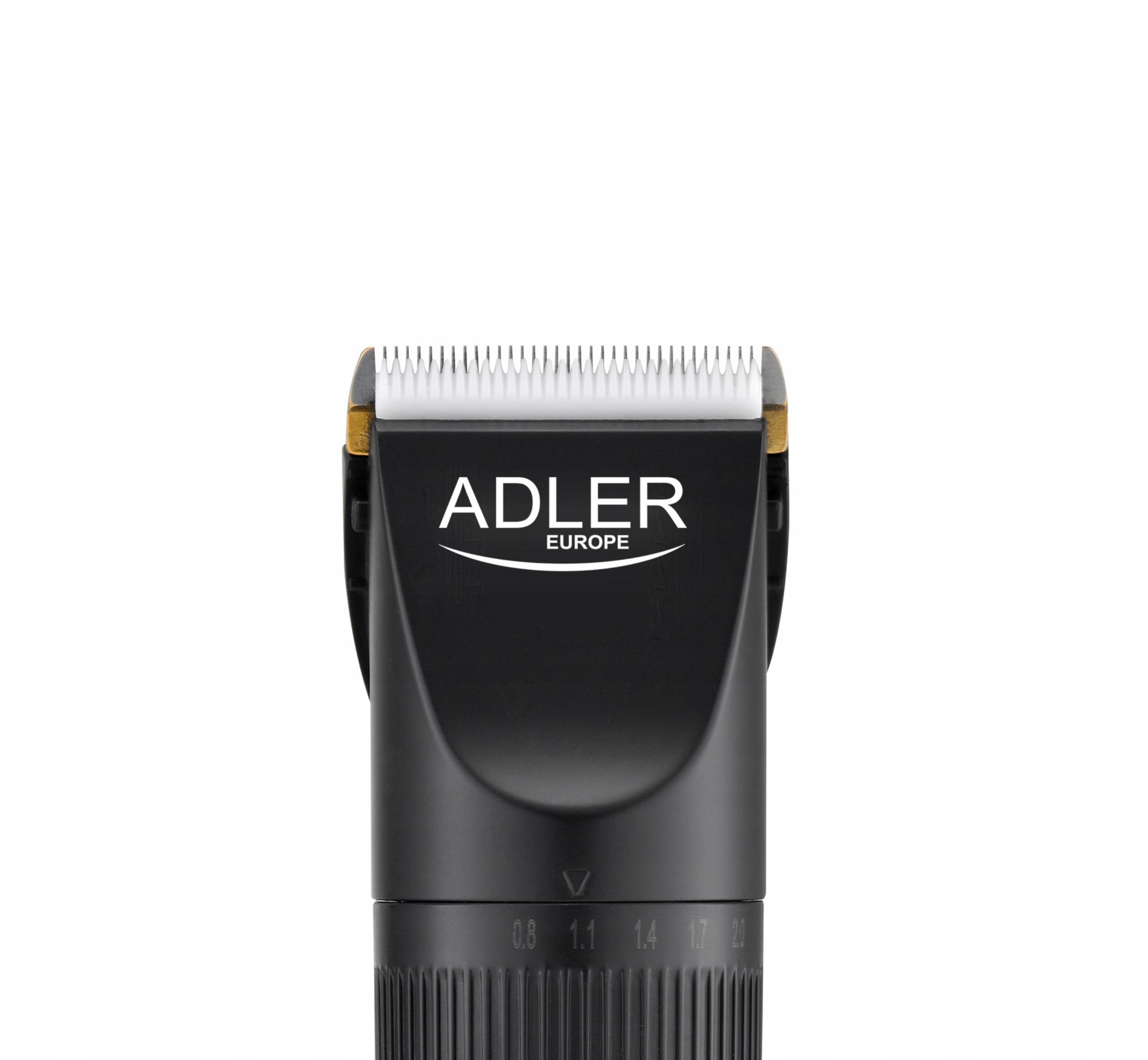 Adler AD 2837 Strzyżarka do Włosów LCD Tytanowa Bezprzewodowa 8 Nasad