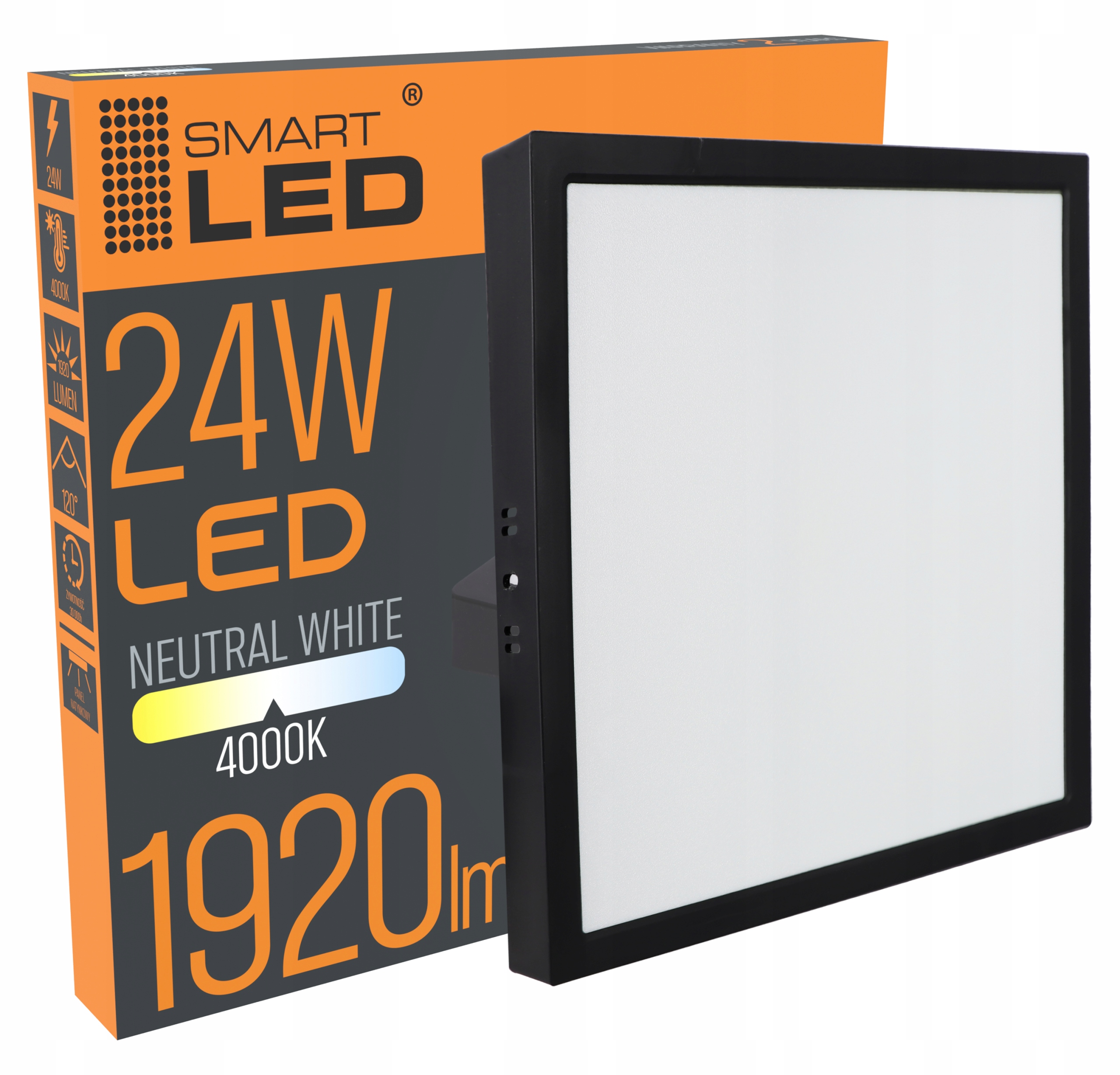 

Panel plafon Led Natynkowy 24W Czarny niemrugający