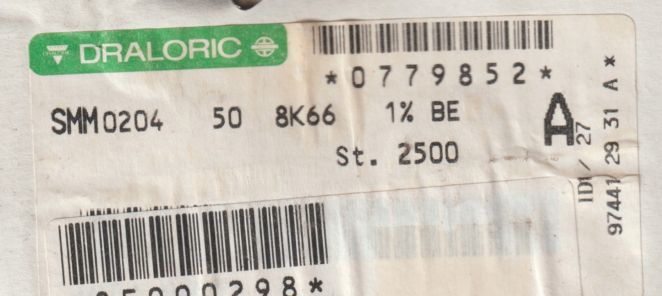 [100szt] 8K66 1% 50ppm rezystor Smd minimelf SMM0204 Draloric low noise