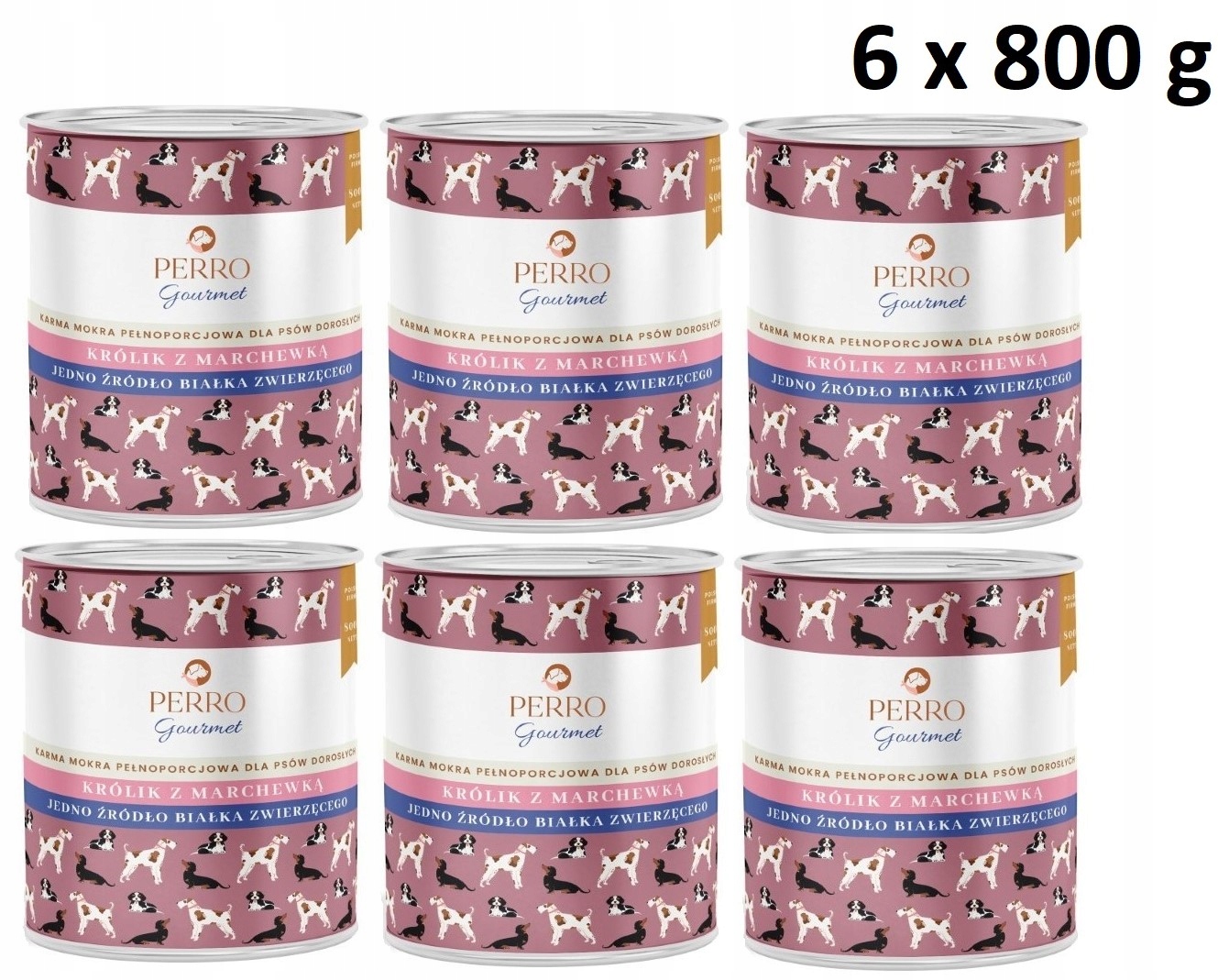 Perro Królik z marchewką mokra karma dla psa 6x800 g