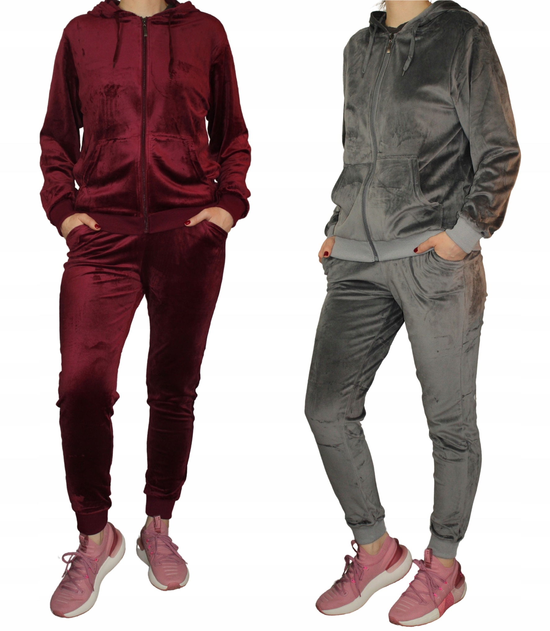 DRESOWY DAMSKI KOMPLET WELUROWY NOGAWKA NA ŚCIĄGACZU ROZMIAR L Wzór dominujący bez wzoru