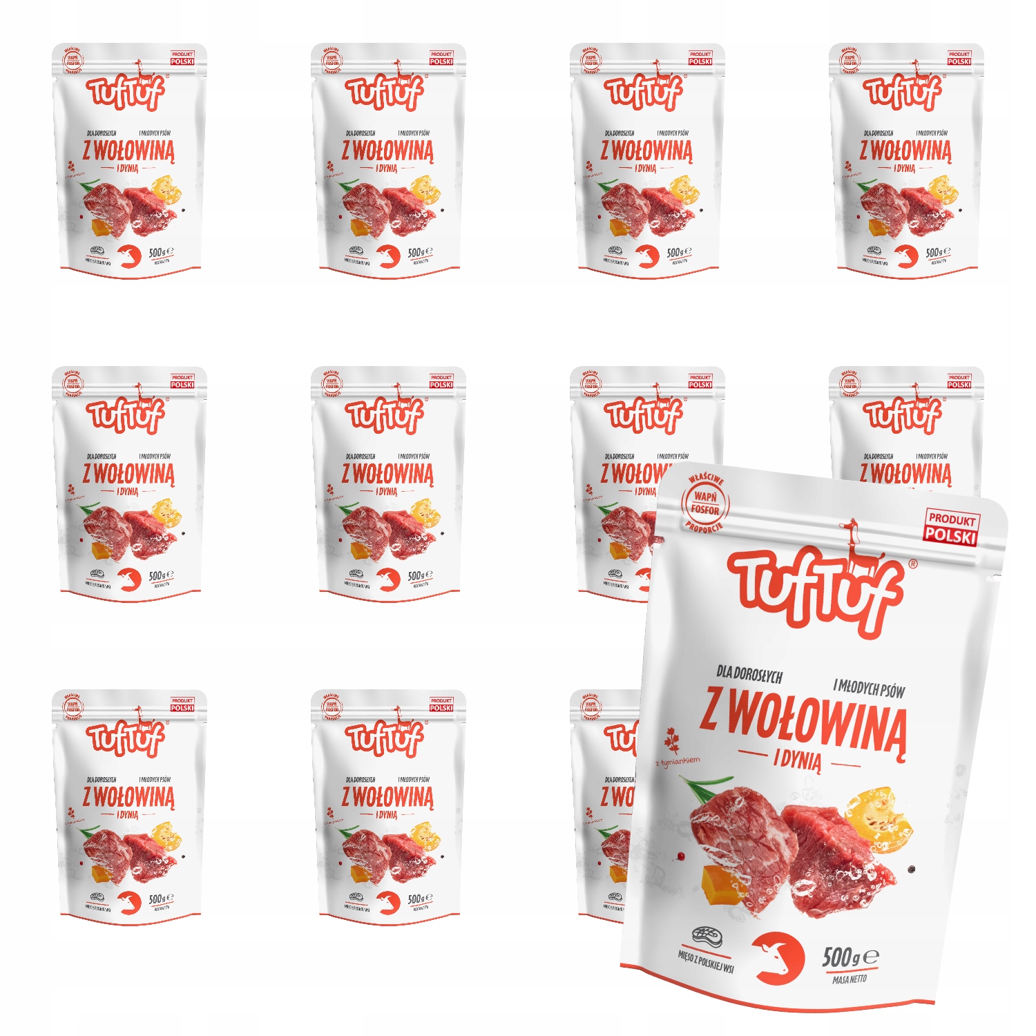 Vlhké Krmivo Pro Psa TufTuf Sáček Mleté Hovězí Dýně 12x500G