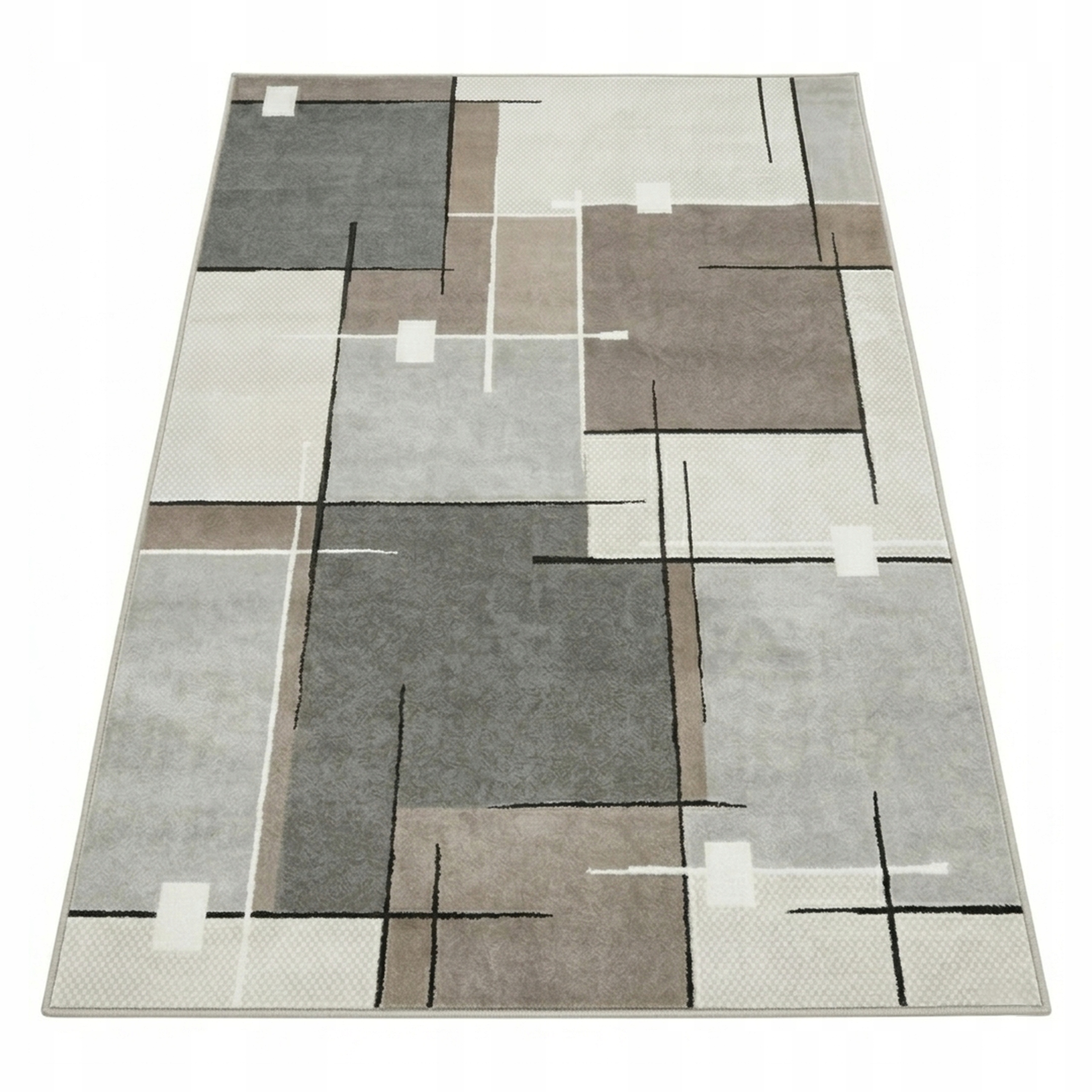 Moderný Koberec Do Obývačky 200x300 CM Sivý Béžový Geometrický Módny Loft