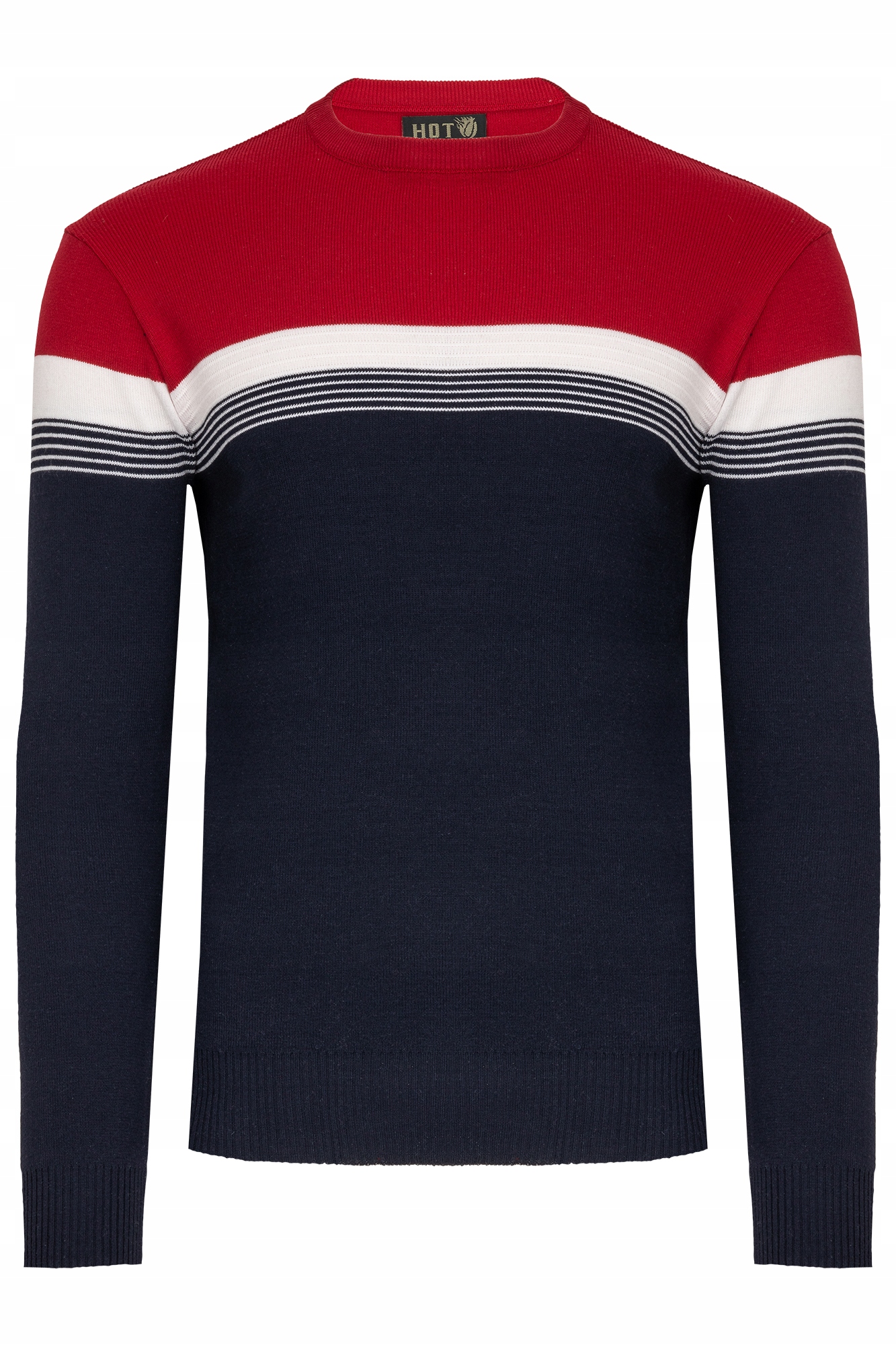 SWETER MĘSKI W PASKI KLASYCZNY CASUAL CZERWONY L Marka inna