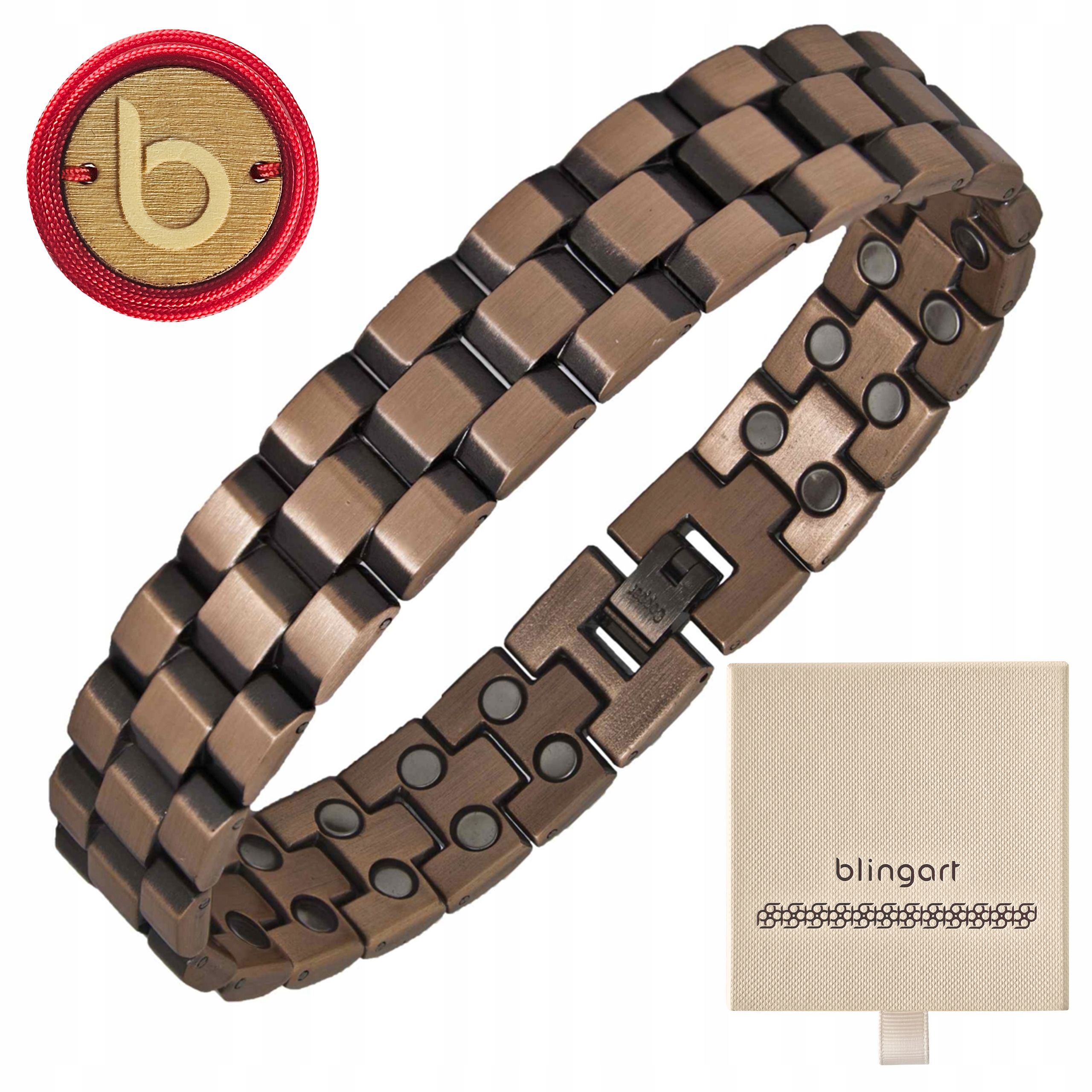 Měděný náramek dámský zdravotní, široký, magnetický Blingart