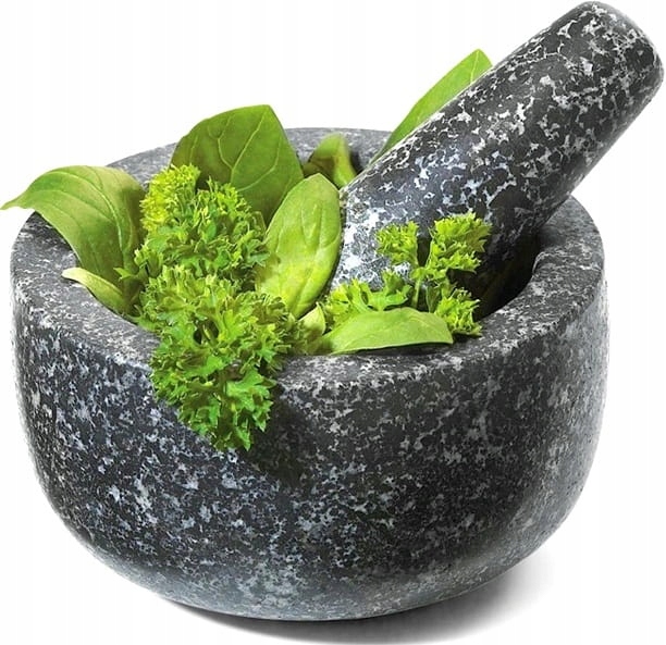 Kuchyňský hmoždíř Granitový kamenný s paličkou Průměr 18 cm Jade Temple