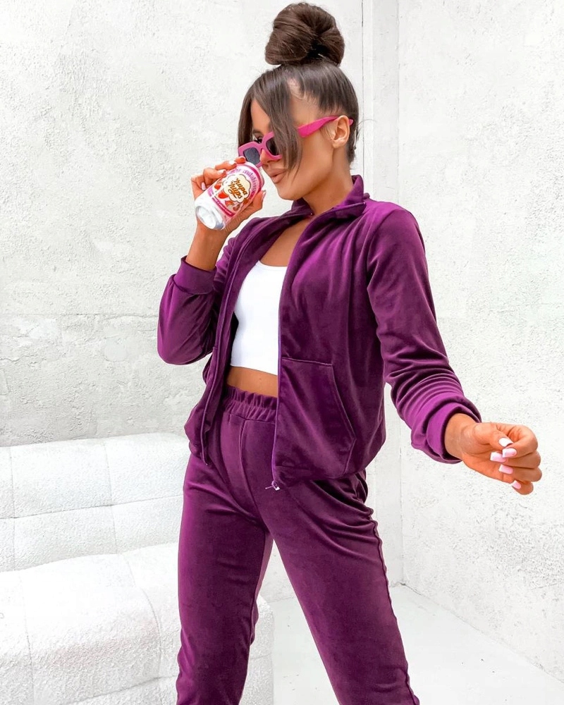 Sametová Tepláková Tepláková Souprava 771 Bordová S/m