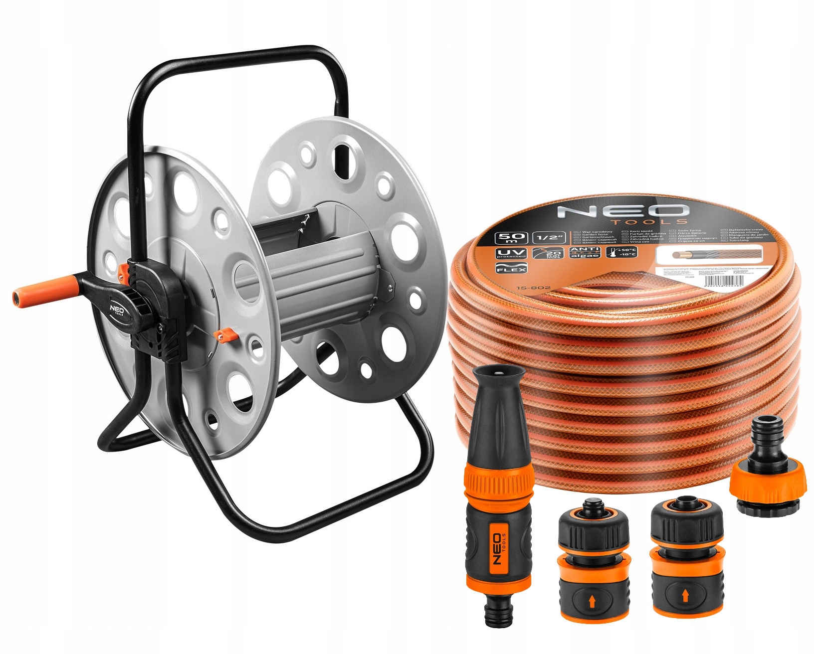 

Stojak Metalowy Wąż Ogrodowy 50m 1/2 Zraszacz Neo