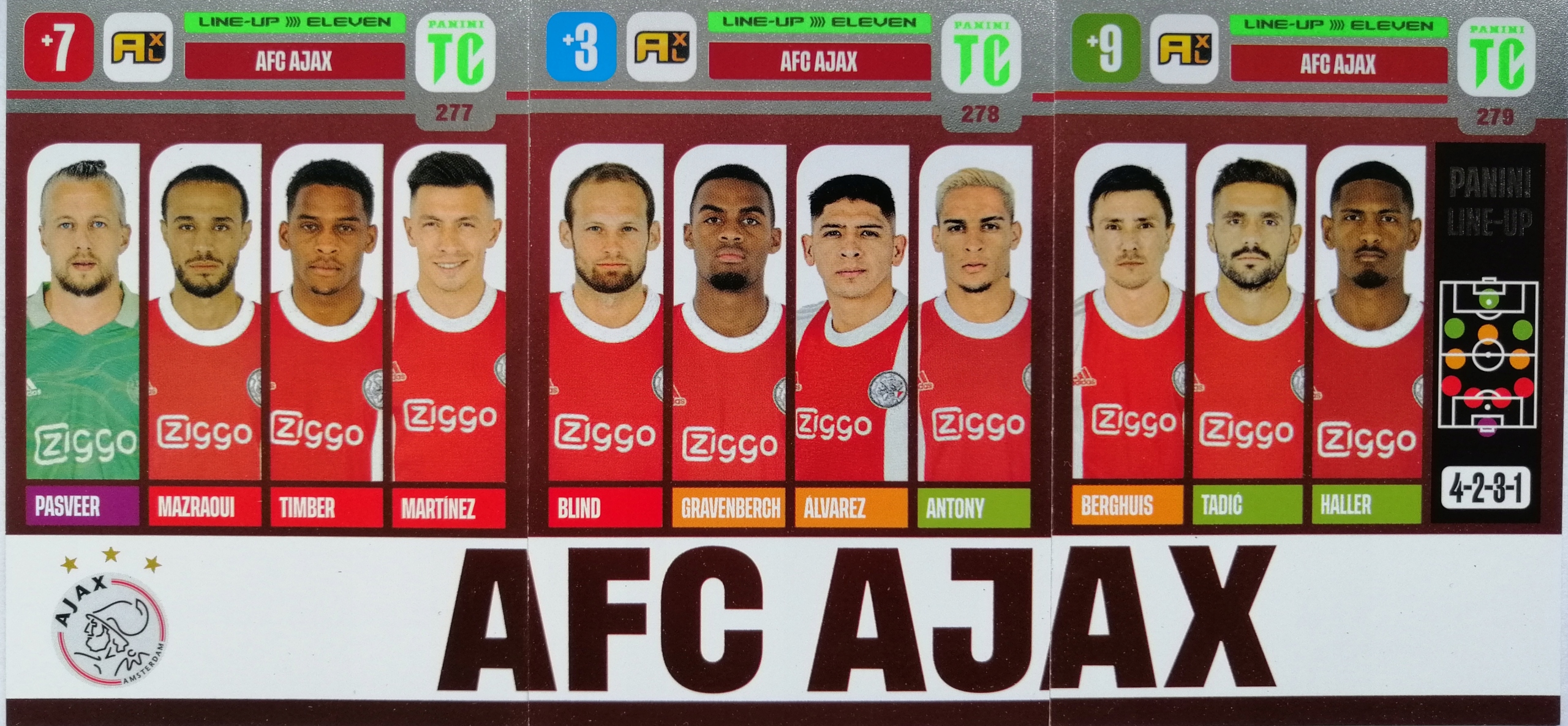 Panini Top Class Line-up Ajax 277 278 279
