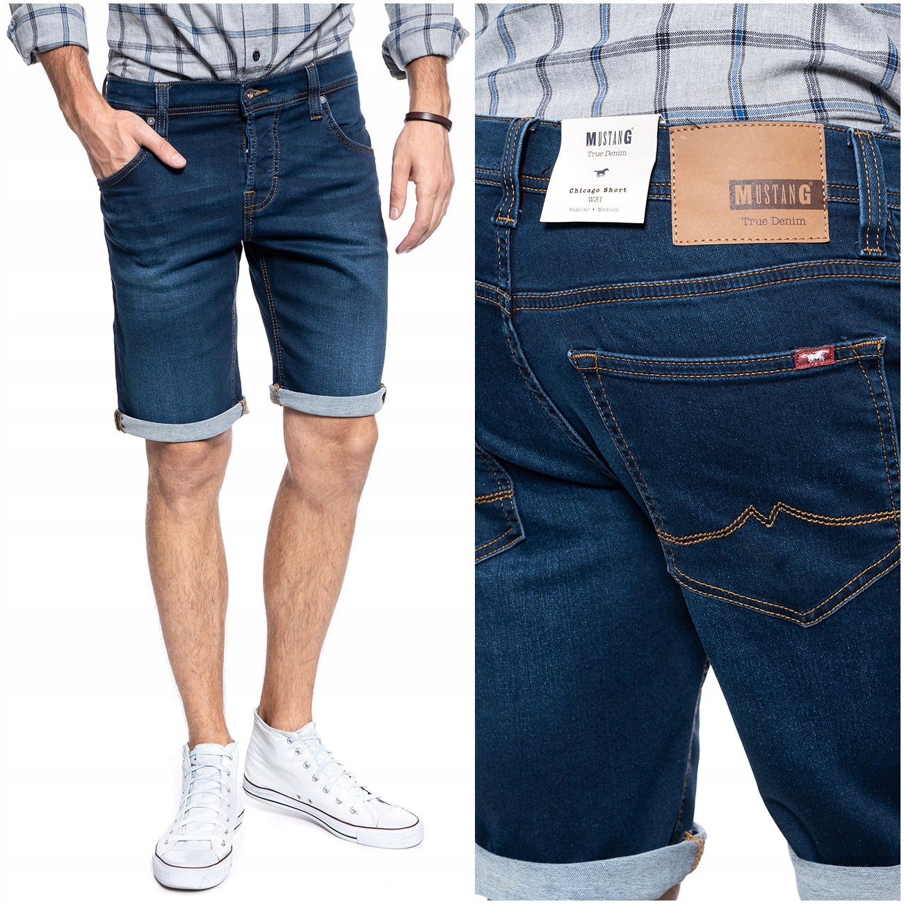 

Mustang Chicago Short Męskie Spodenki Jeansowe W38