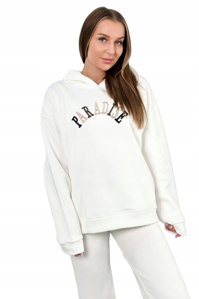 Bavlněný komplet s vyšívaným nápisem Paradise ecru