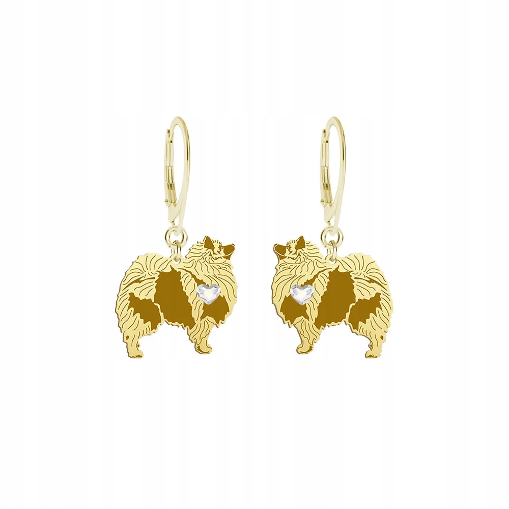 Náušnice Zlaté se psem Vlčí špic 925 Dárek Žena Gravírování Bonus