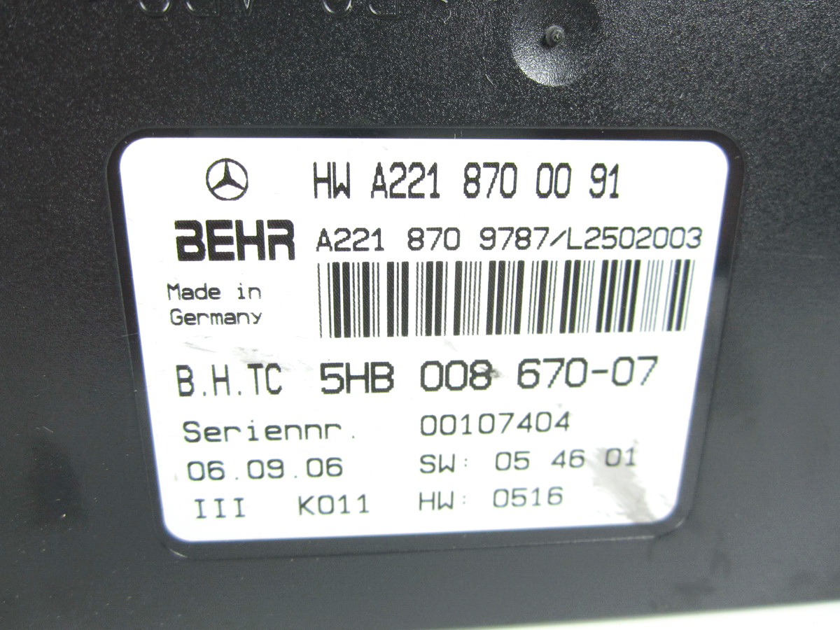 module control unit of the heating Mercedes W221 W216