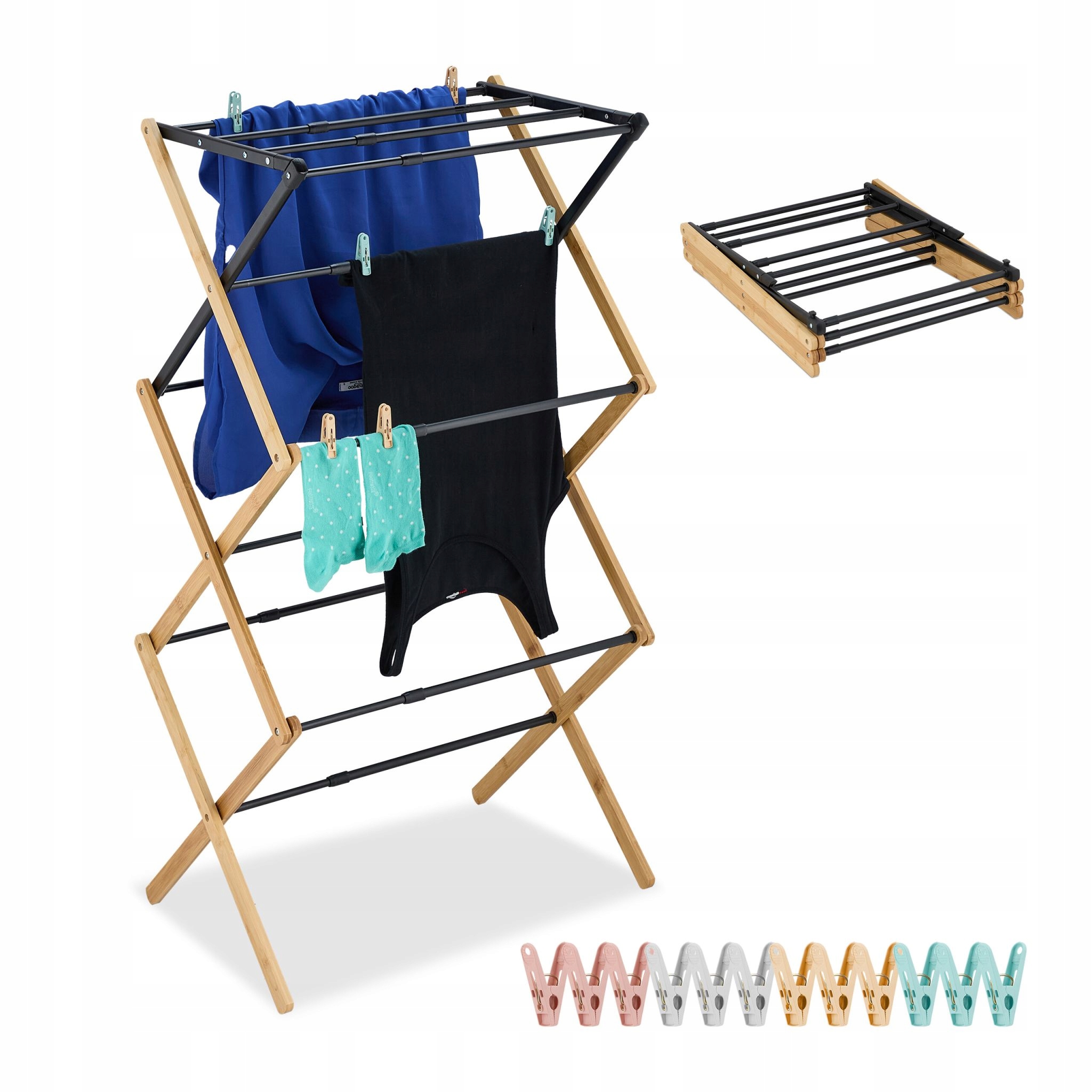 Volně stojící vertikální sušák Relaxdays 52-105 cm x 43-75 cm