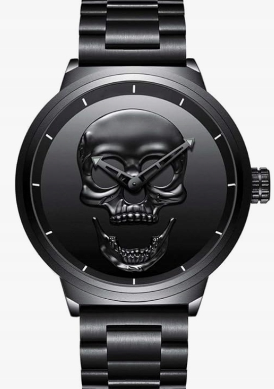 Pánské analogové quartzové hodinky Gimto Skull s řemínkem z z nerezové oceli