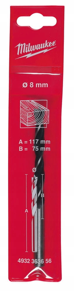 

Wiertło do drewna sklejki Milwaukee Ø8mm dł. 117mm