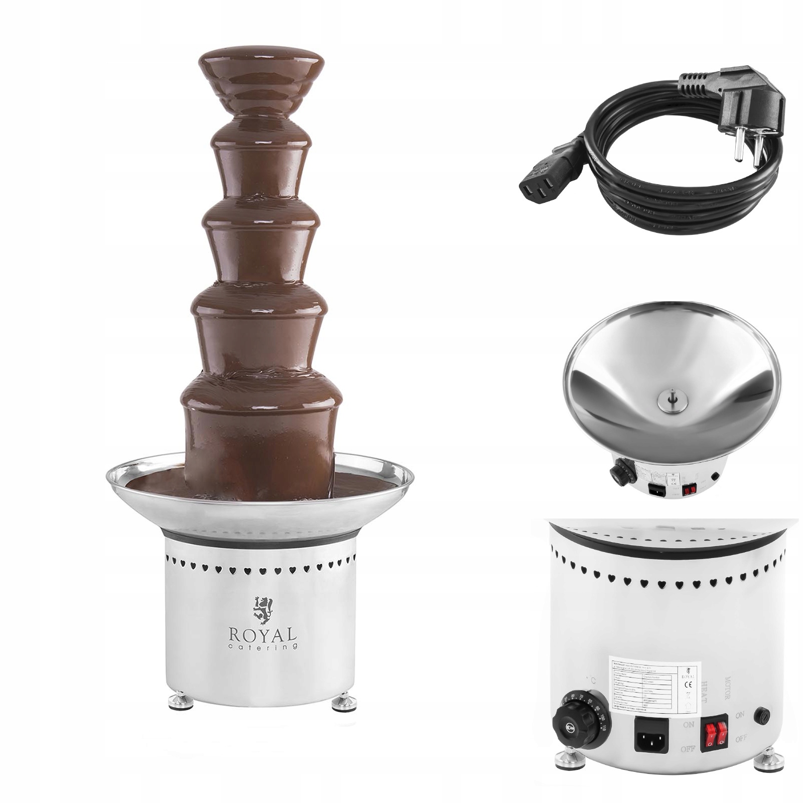 Čokoládová fontána na čokoládu 5 poschodí 6 kg Royal Catering RCCF-65W4