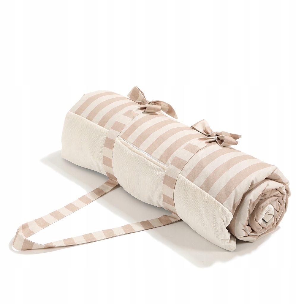 La Millou Koc Piknikowy Stripes Beige XXL duży Mata na plażę 180x190 cm