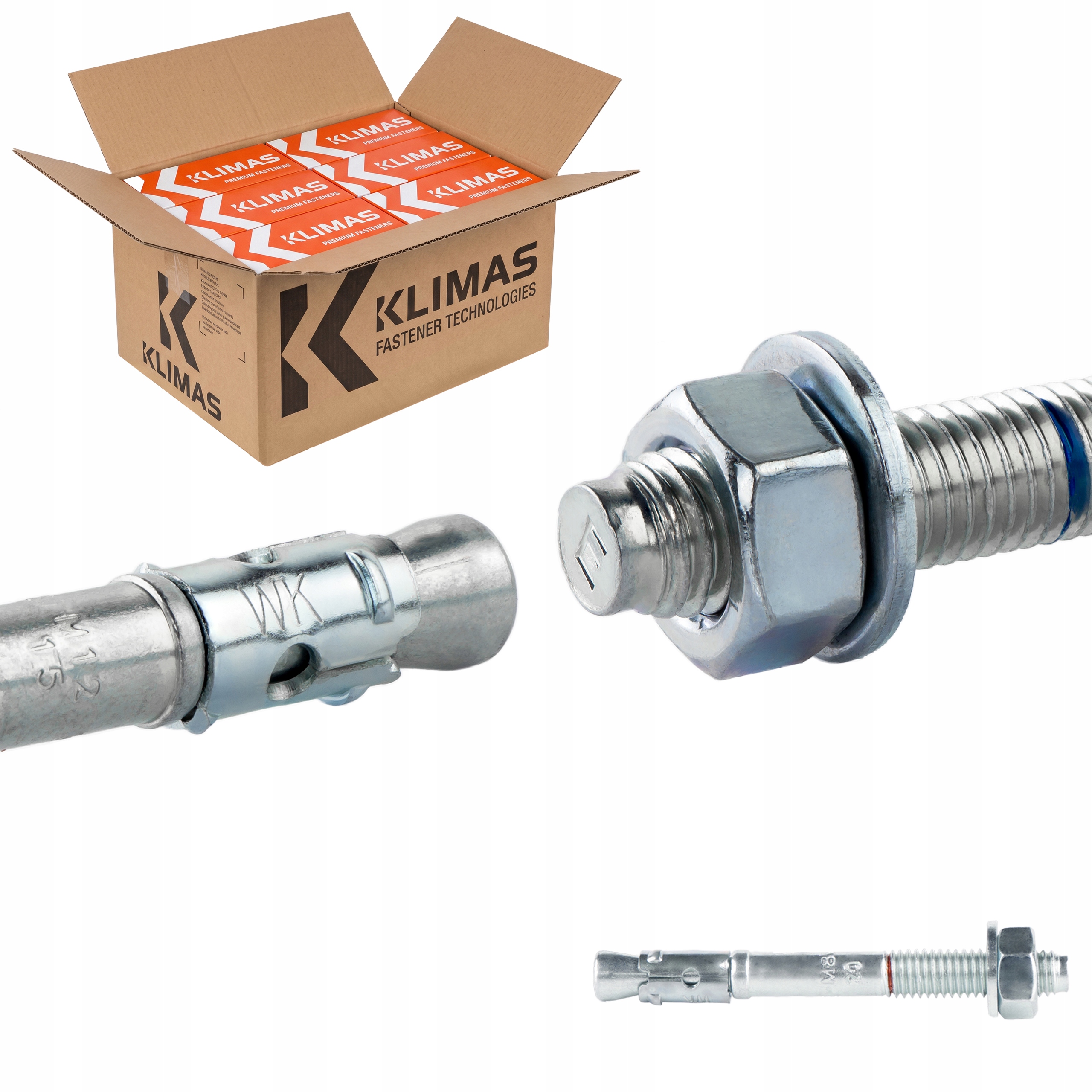 Oceľové kotvy do betónu M8 x 75 mm 800 ks mechanické Klimas Le-zn