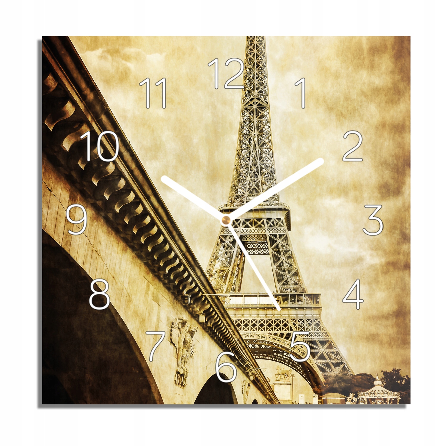 

Wieża Eiffla Paryż zegar na szkle na ścianę 30x30