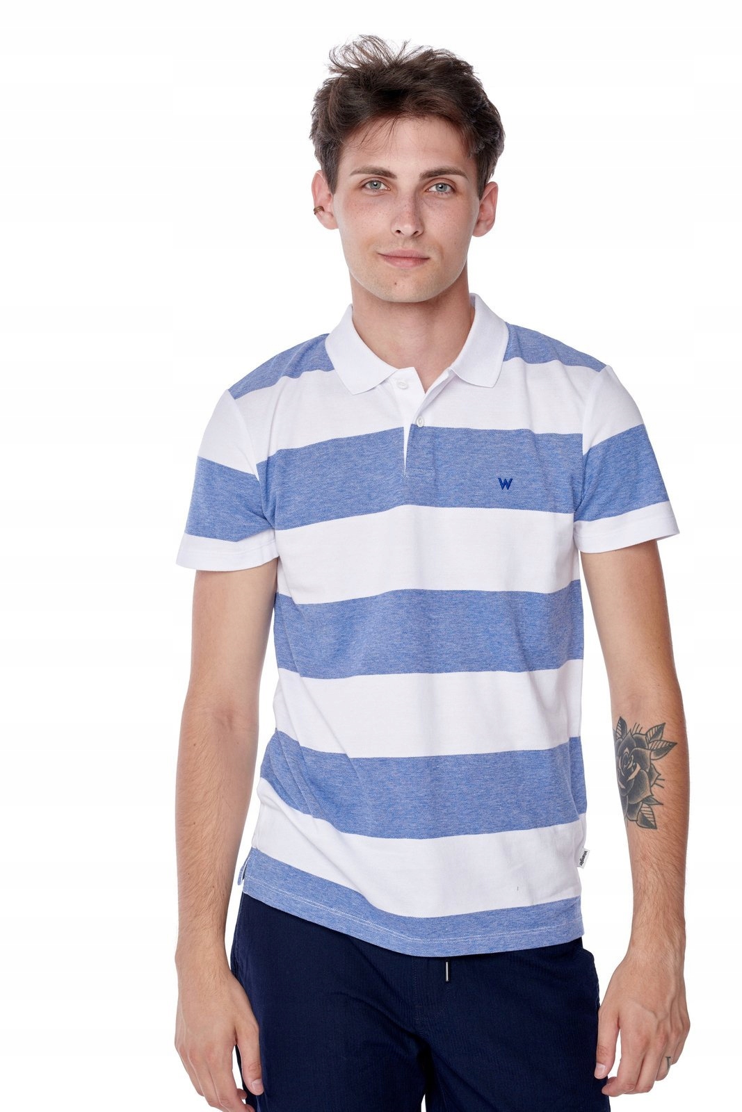 

Wrangler Ss Stripe Polo Surf Blue W7F7KHX6U S