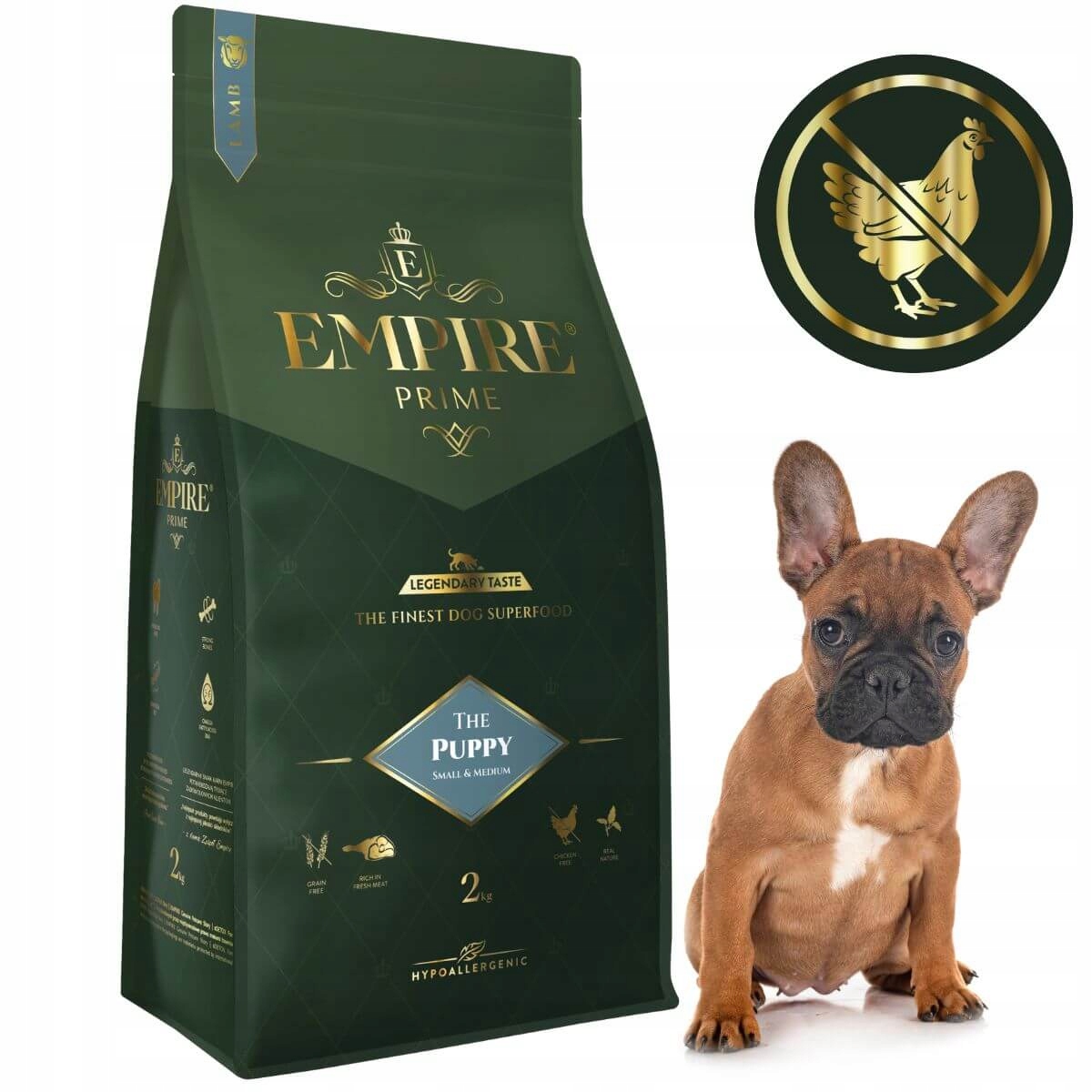 Levně Krmivo Francouzský Buldoček Junior Empire Prime Bez Kuřecího Masa Hypoalergenní 2 Kg