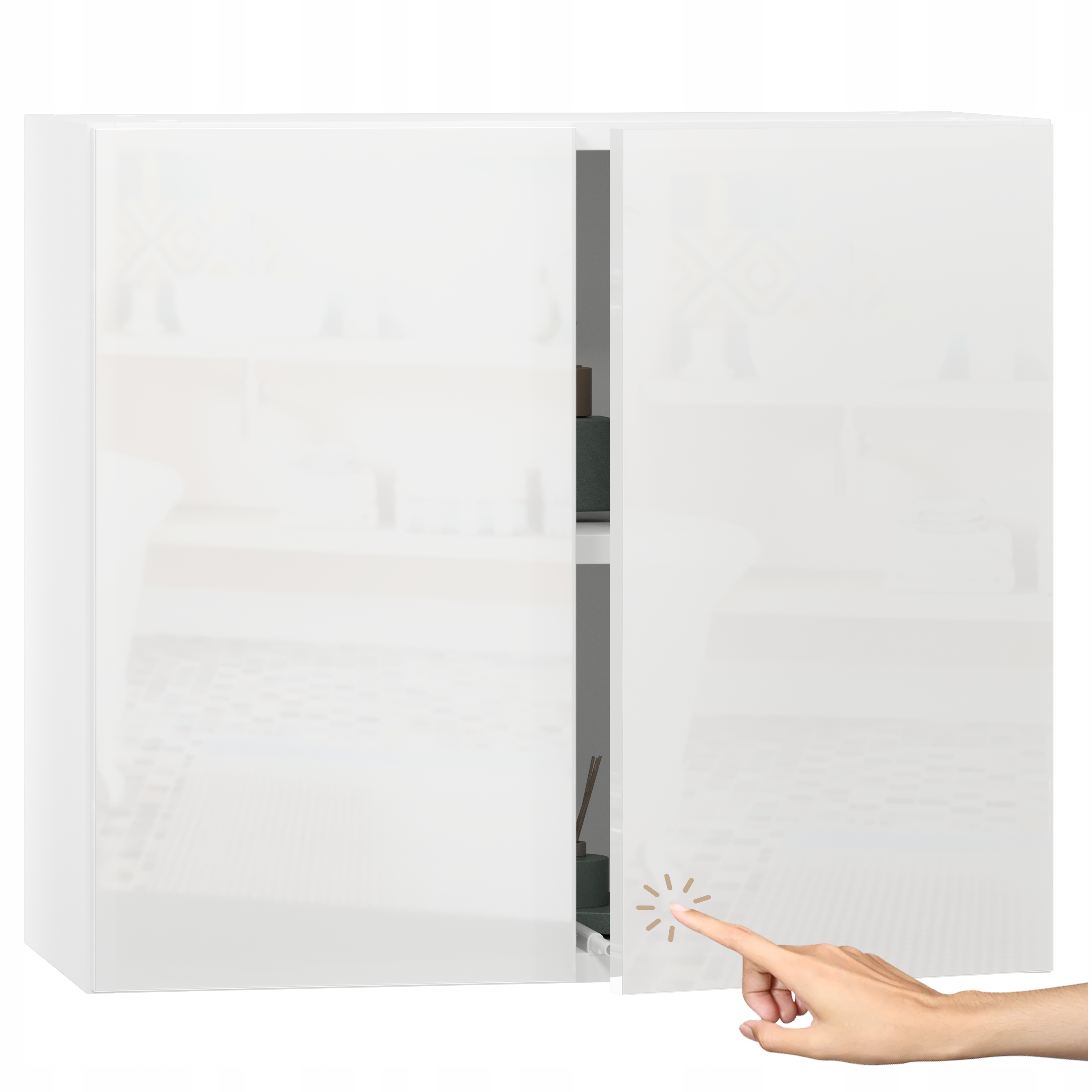 Malá závěsná koupelnová skříňka 60 cm bílá, vysoký lesk, koupelnová skříňka