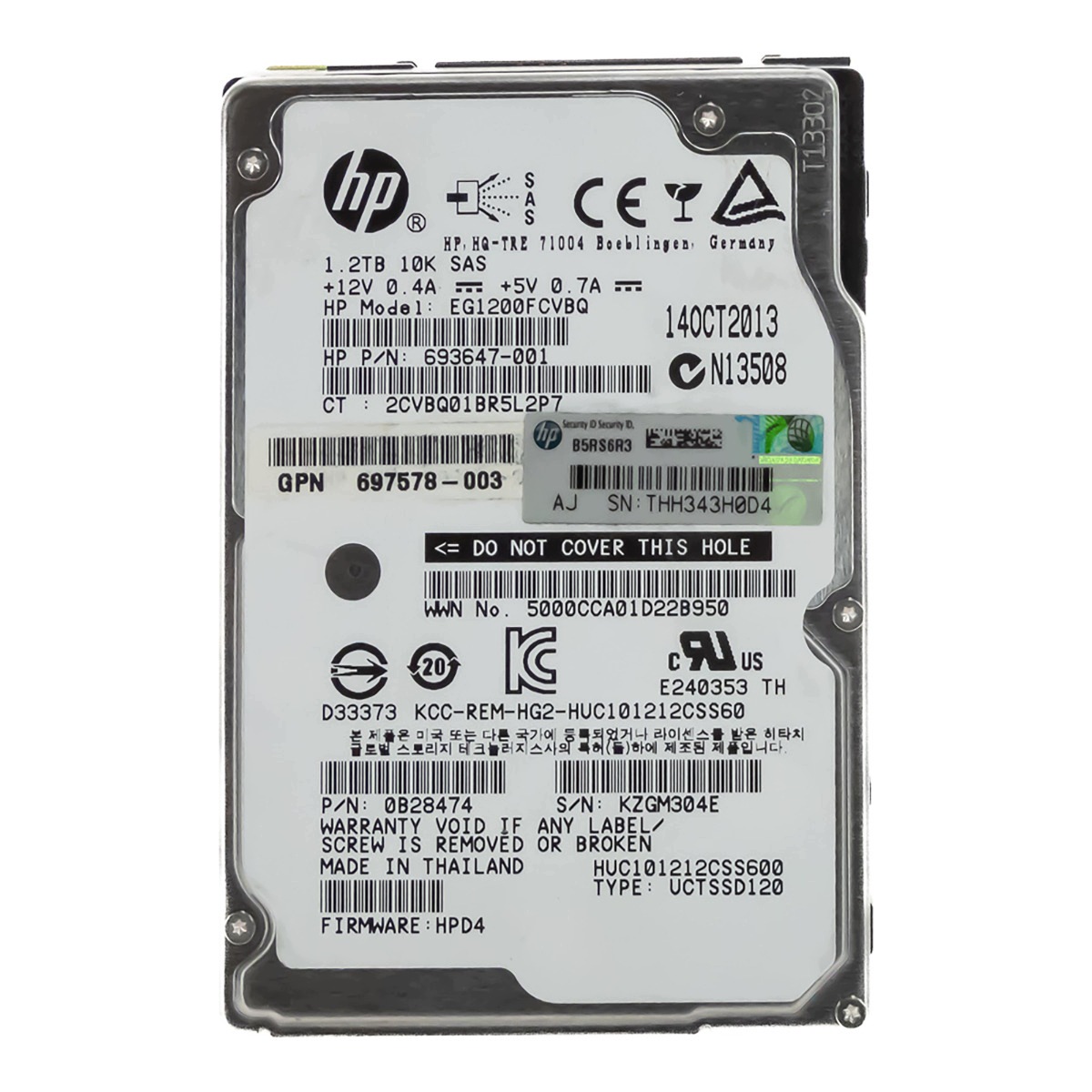 Hp 693647-001 1.2TB 10K 64MB SAS-2 2.5'' EG1200FCVBQ