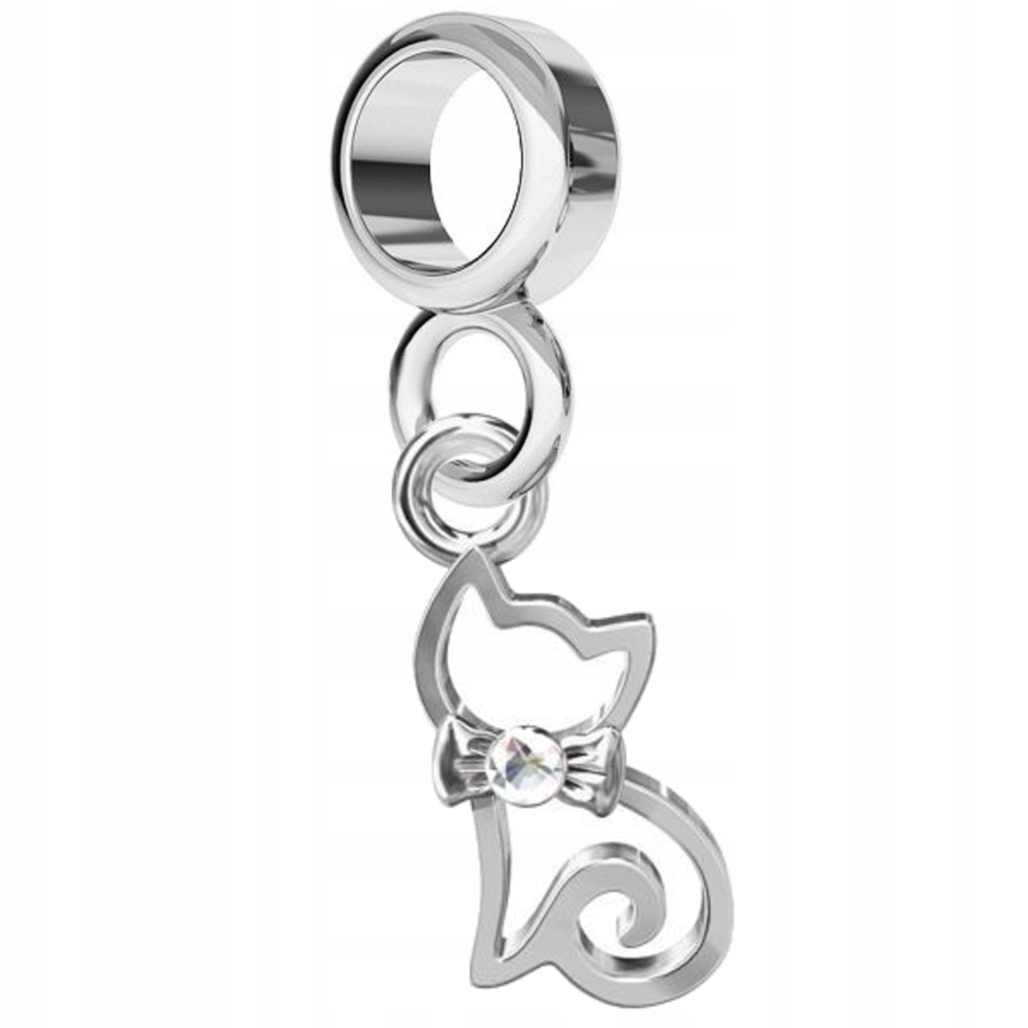 CHARMS ZAWIESZKA KOT KOTEK Z CYRKONIĄ srebro 925