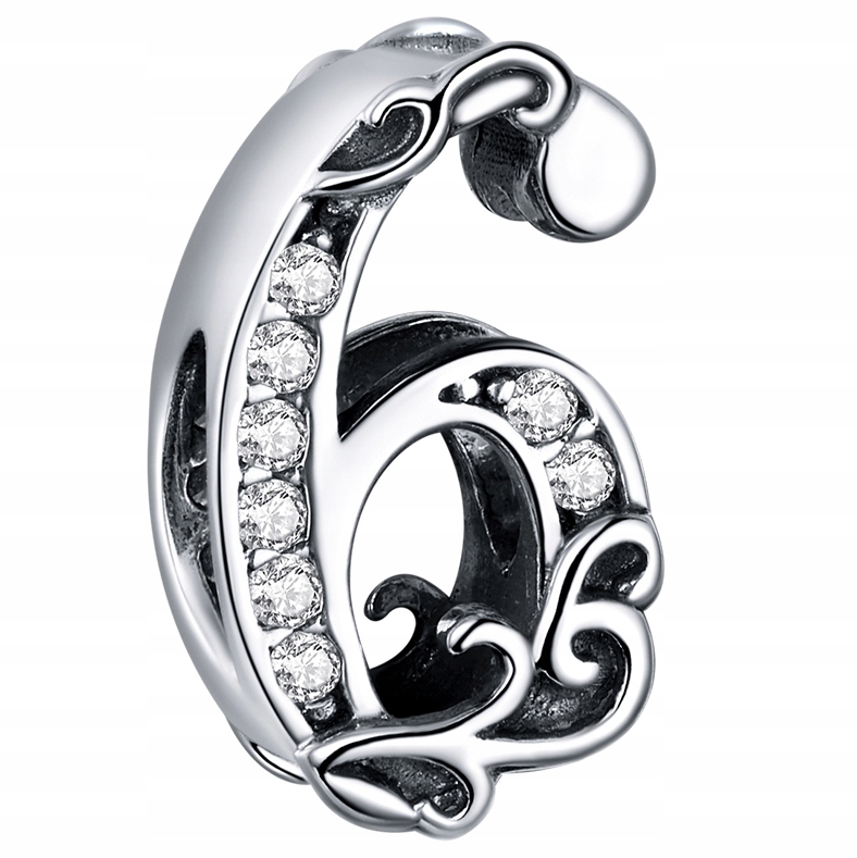 

Charms Koralik Bransoletki Cyfra 6 srebro pr.925