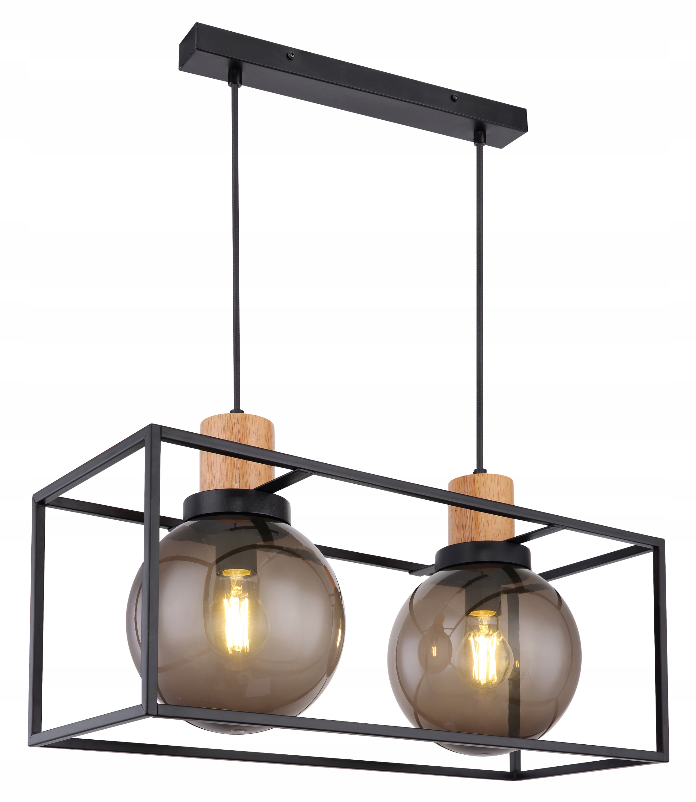 Stropní Závěsné Svítidlo Loft černé skleněné stínidlo