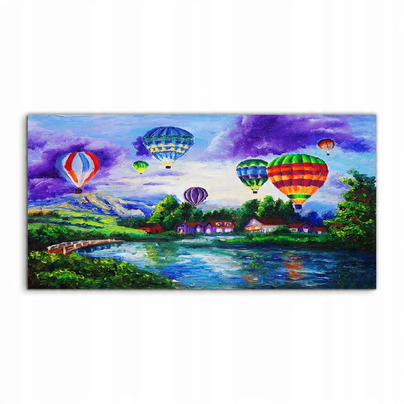 

Obraz akryl 100x50 na prezent Wioska Balony Woda