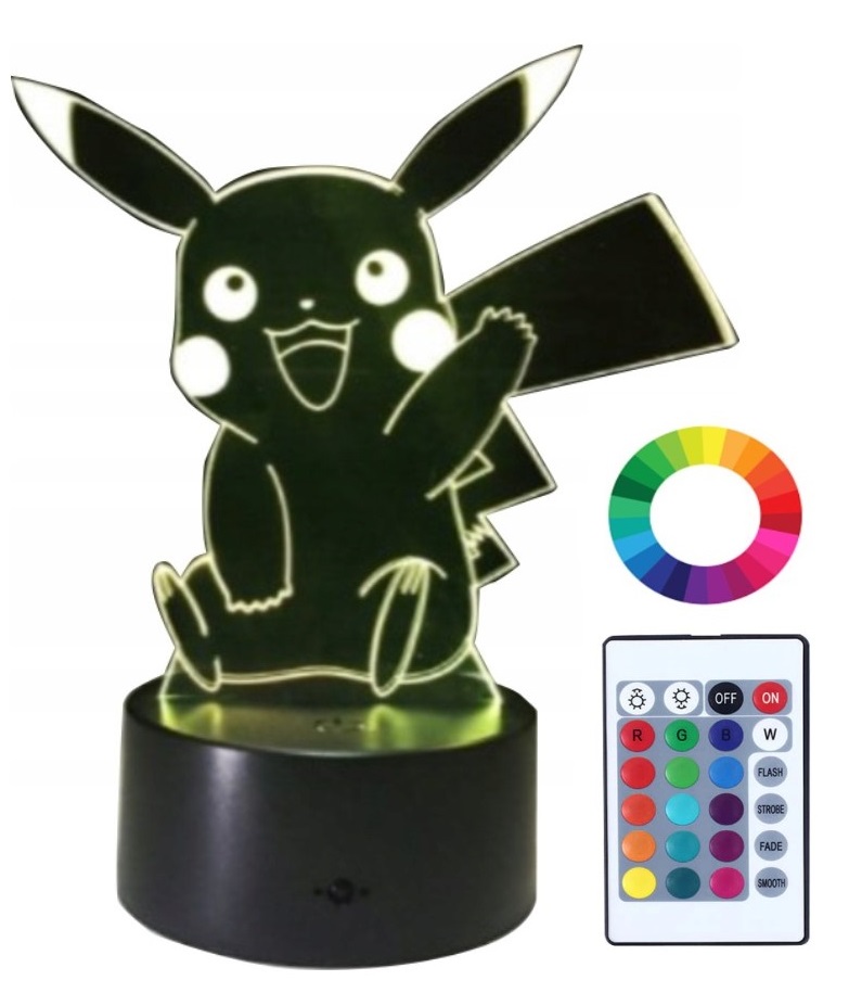 

Lampka Nocna 3D Led Pikachu Pokemon Grawer